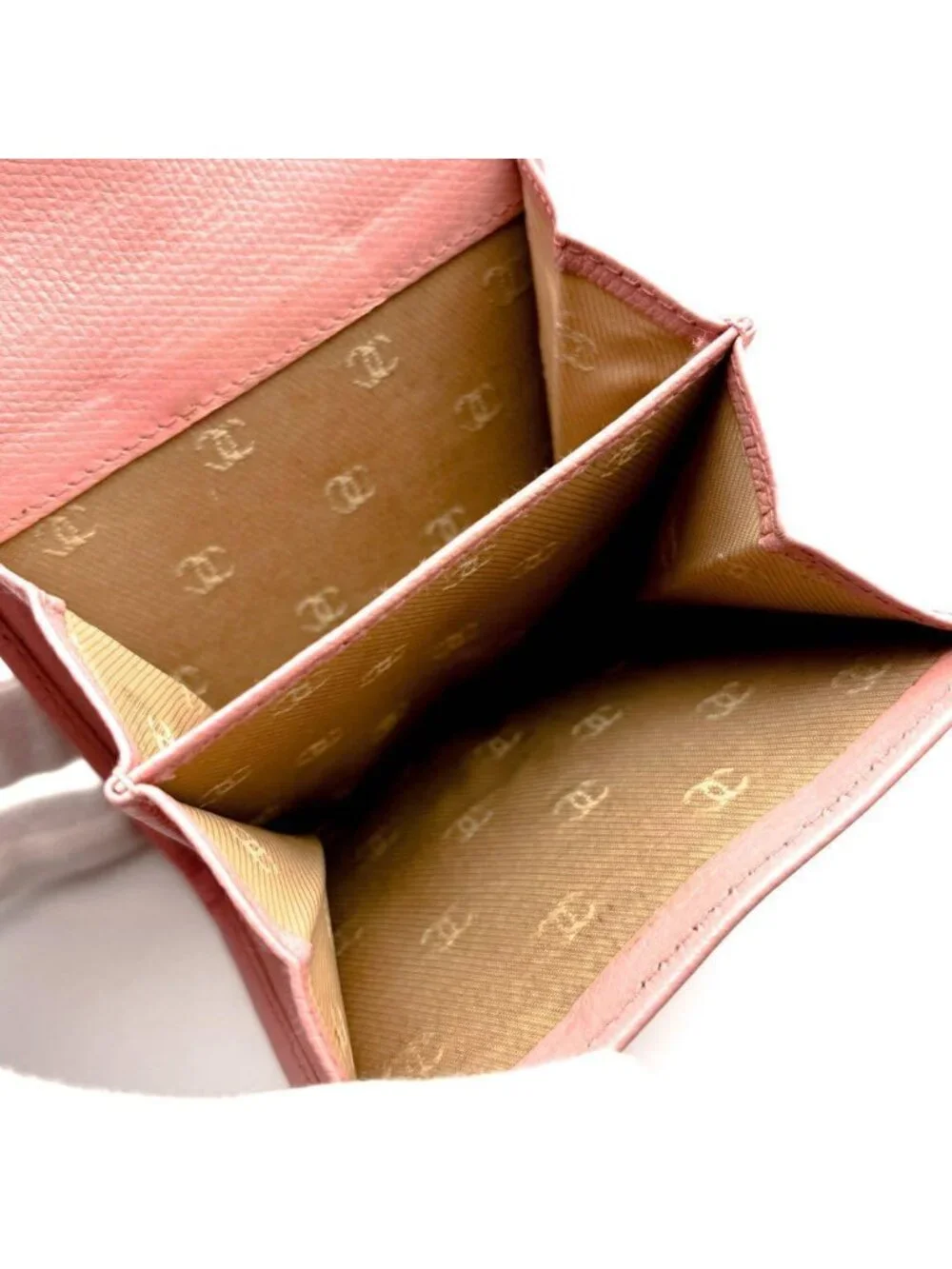 Chanel Wallet Coco Button Hook Trifold Pink